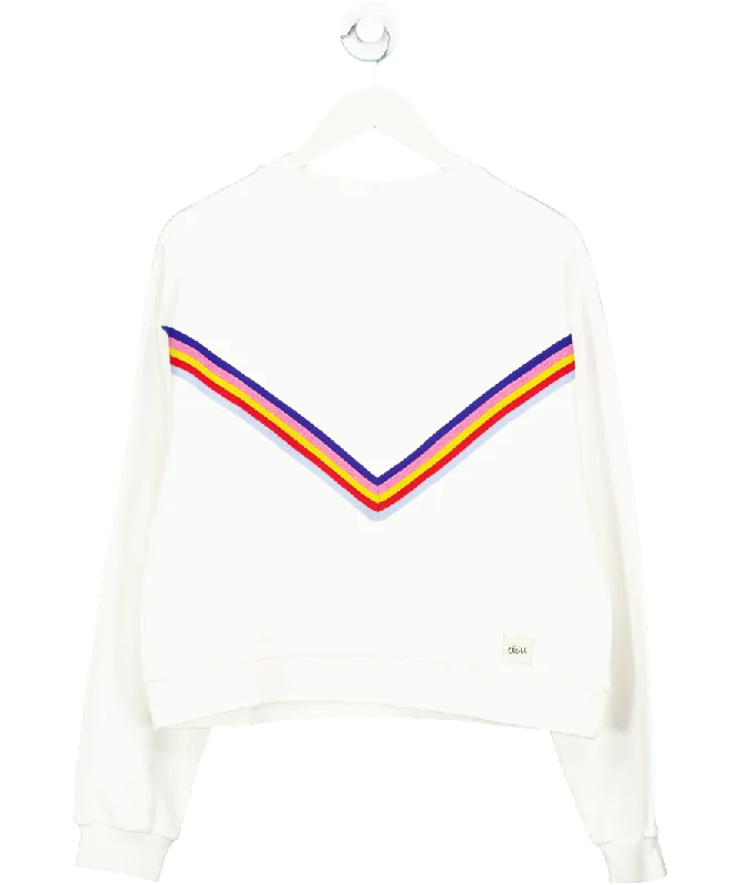 Women's Ruffled SweatersEtre Cecile White Rainbow Chevron Classic Sweatshirt UK S