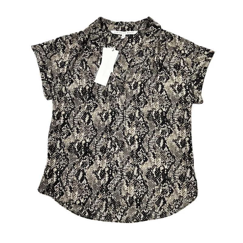 Women's Blouse with Keyhole CollarBlouse Short Sleeve By Veronica Beard In Snakeskin Print, Size: Xs