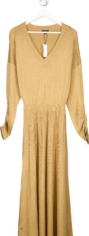 Women's Shirt Collar SweatersKaren Millen Camel V-Neck Midi Dress M