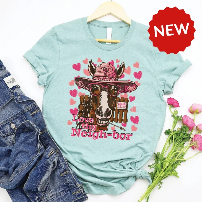 Women's Blouse with Peter Pan CollarLove Thy Neigh-bor Tee