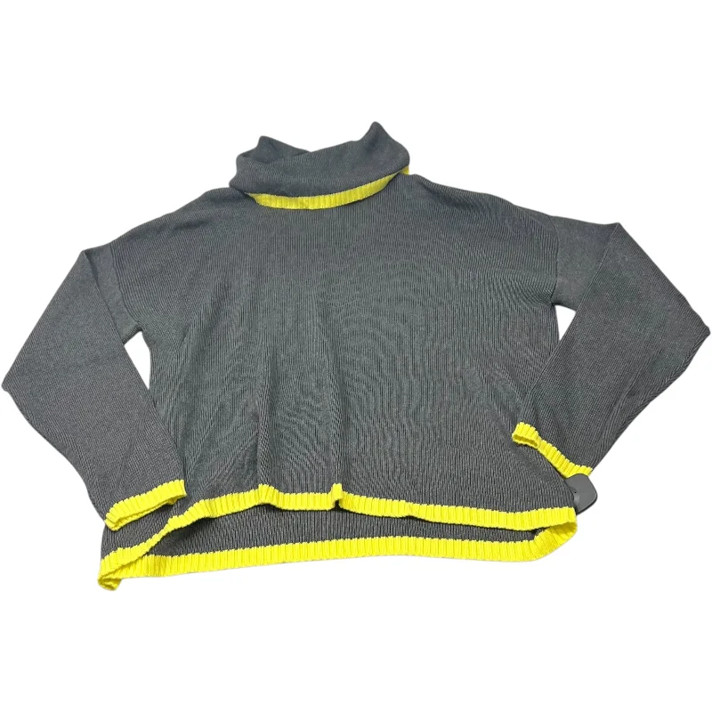 Women's High Collar SweatersSweater By Candace Cameron Bure In Grey & Yellow, Size: M