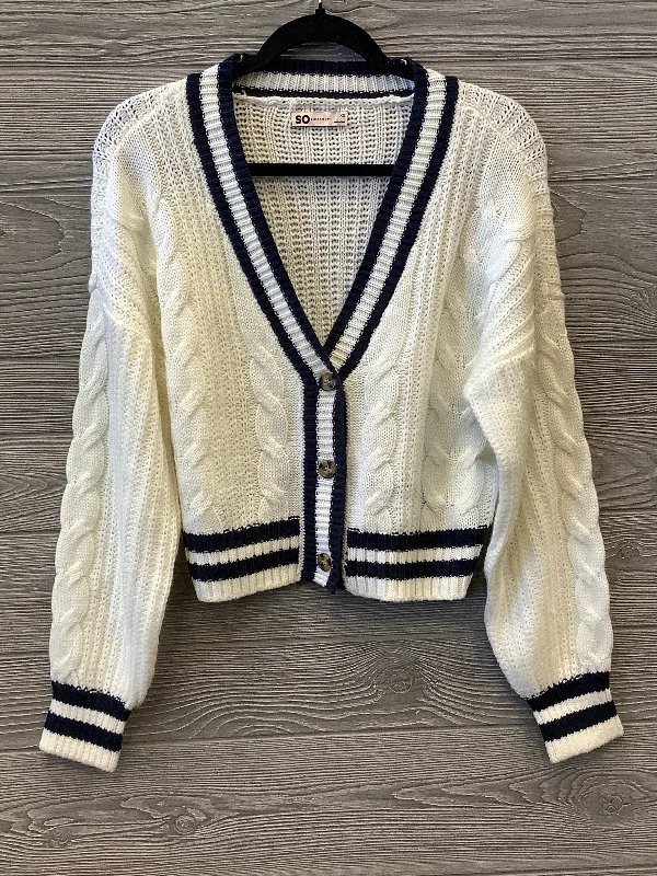 Women's V-Shaped Hem SweatersSweater Cardigan By So In White, Size: Xs