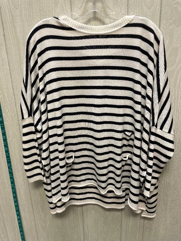 Women's Notched Collar SweatersSweater By Mer Sea In Striped Pattern, Size: M