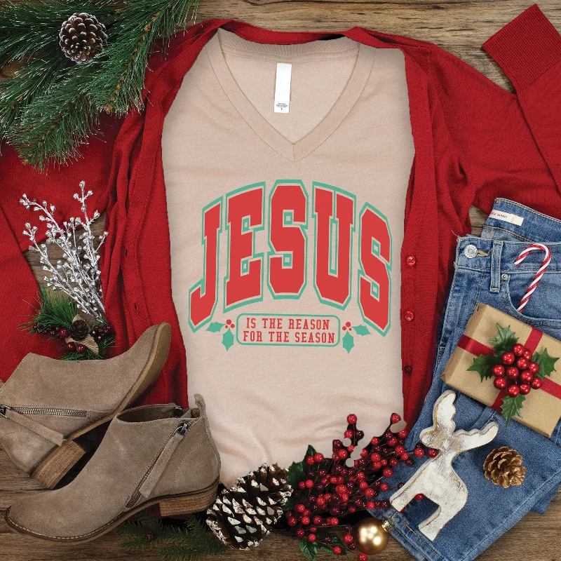 Women's Blouse with Peter Pan CollarJesus is the Reason V-Neck