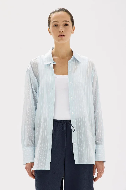 Women's Blouse with Keyhole NeckCammy Stripe Shirt