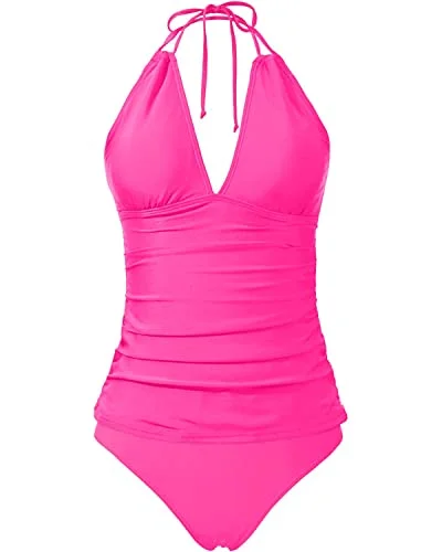 Plus Size Two Piece Tummy Control Tankini Swimsuits