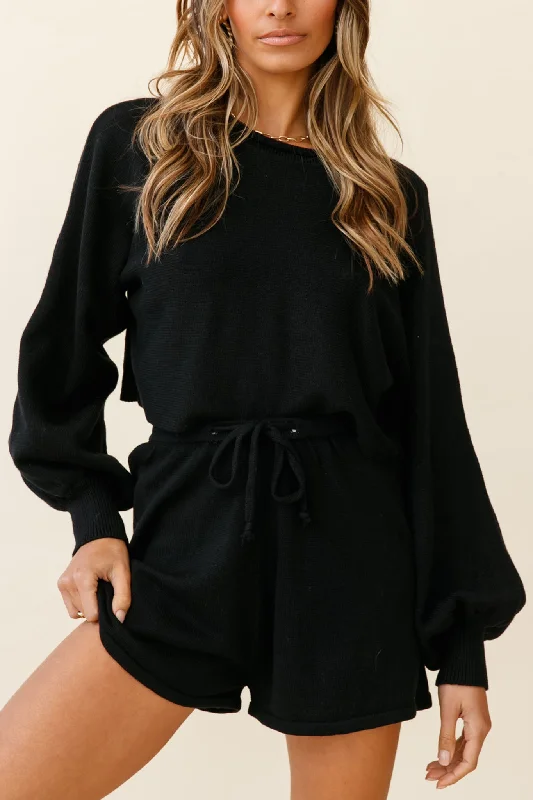 Women's High Collar DressesEasy Breezy Long Sleeve Midi Sweater Black