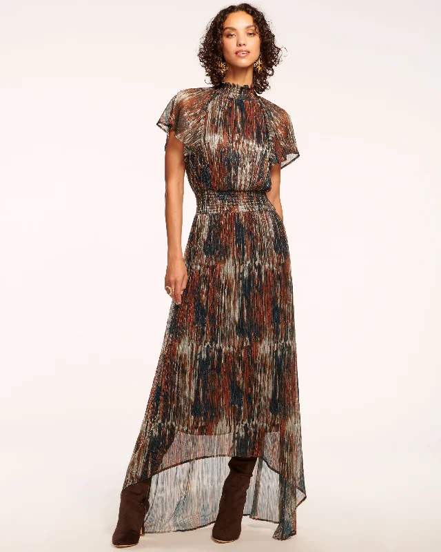 Women's High Collar DressesMellie Smocked Flutter Sleeve Maxi Dress