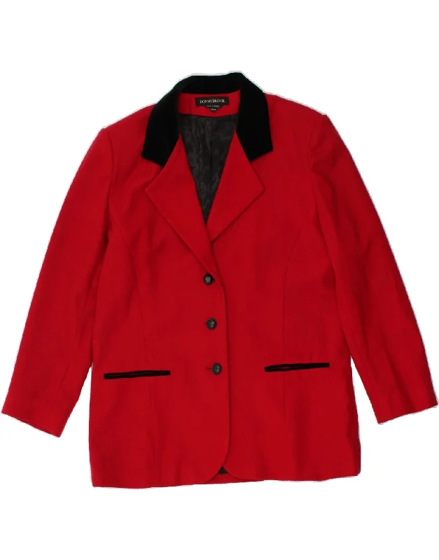 Women's Coats with Fur Trimmed ButtonsDONNYBROOK Womens 3 Button Blazer Jacket UK 16 Large Red