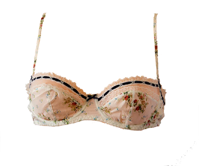 plus-size wireless mastectomy bras with paddingFloral Ivory Balcony Bra