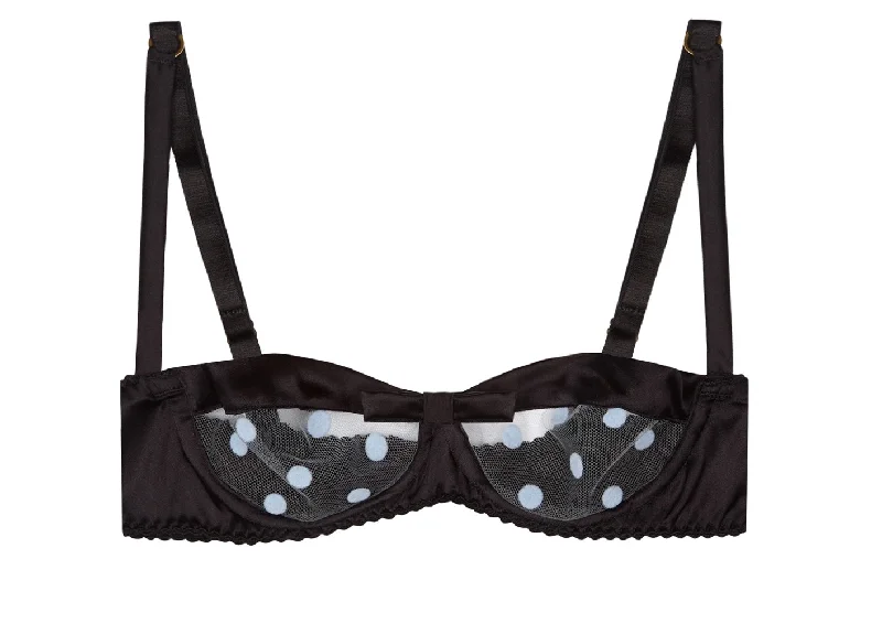 modal fiber breathable pantiesBlack Stretch-Silk with Blue Polka Dot Tulle Balconette Bra