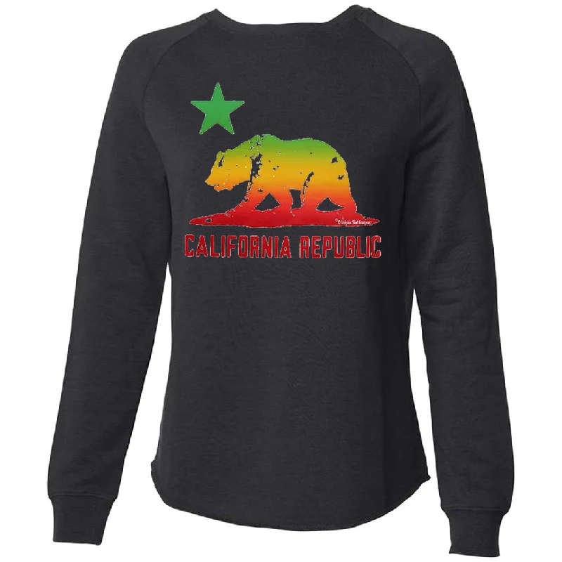 Women's Hoodie JacketsRasta Bear Flag Silhouette Super Soft Crewneck Sweater