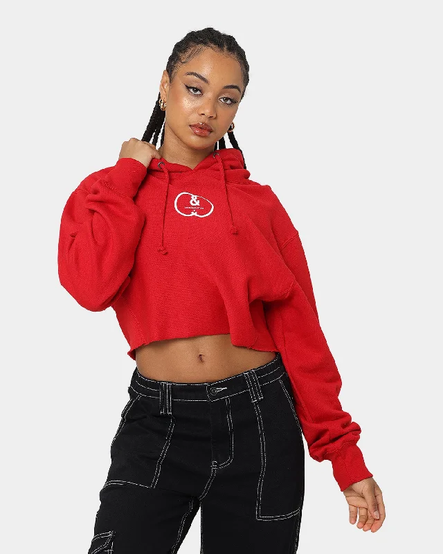 Women's Hooded Sweatshirts with Gradient LiningCrooks & Castles Women's CC Logo Oversized Crop Hoodie Red