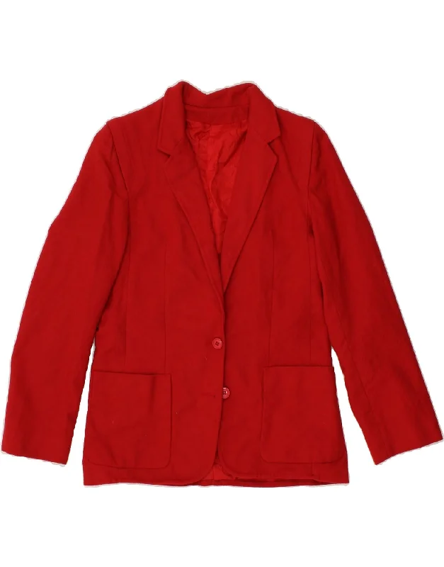 Women's Coats with Fur Trimmed CollarMICHAEL GALL  Womens 2 Button Blazer Jacket UK 12 Medium  Red Wool