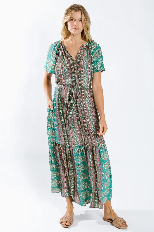 Women's High-Neck DressesNuha Belted Maxi Dress