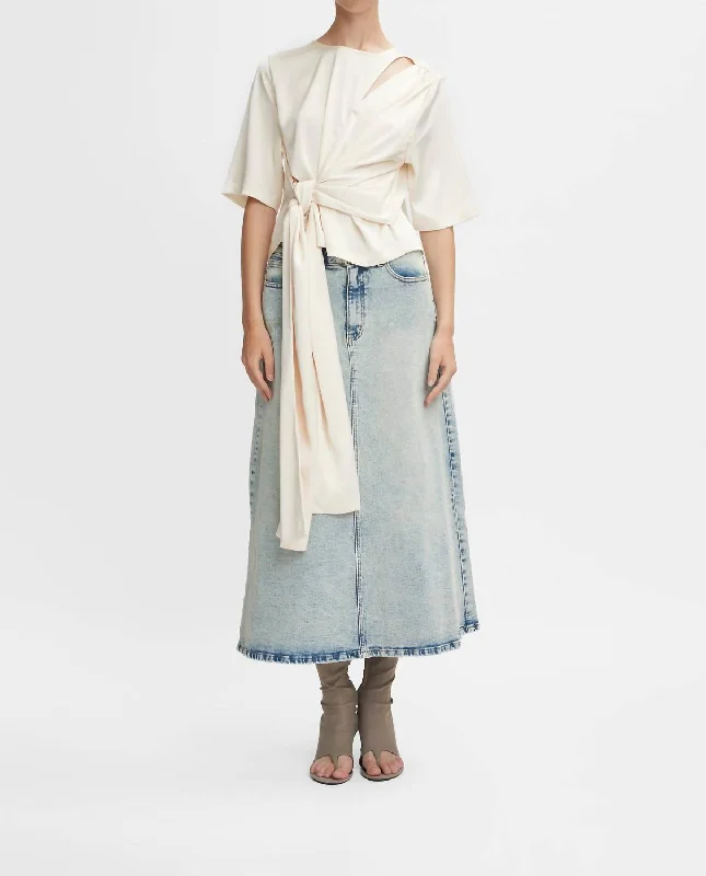 Women's Straight Hem SkirtsManula Midi Skirt In Light Blue Acid Wash