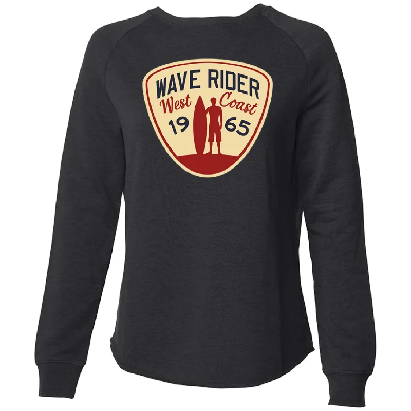 Women's Hooded Sweatshirts with Welt PocketsWave Rider West Coast 1965 Super Soft Crewneck Sweater