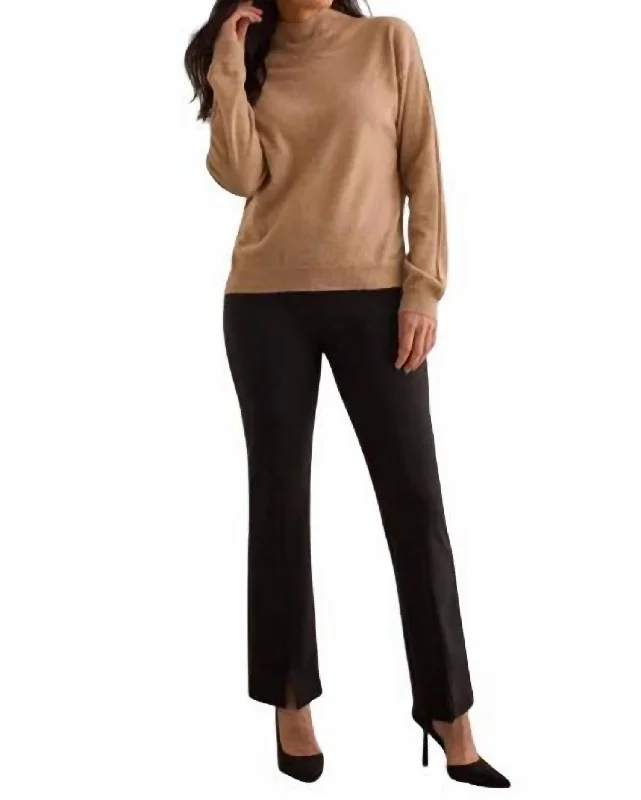 Women's Jodhpurs with Sweetheart CollarPull On Pant W/front Leg Slit In Black