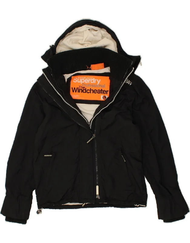 Women's Button-Up CoatsSUPERDRY Womens The Windcheater Windbreaker Jacket UK 16 Large Black