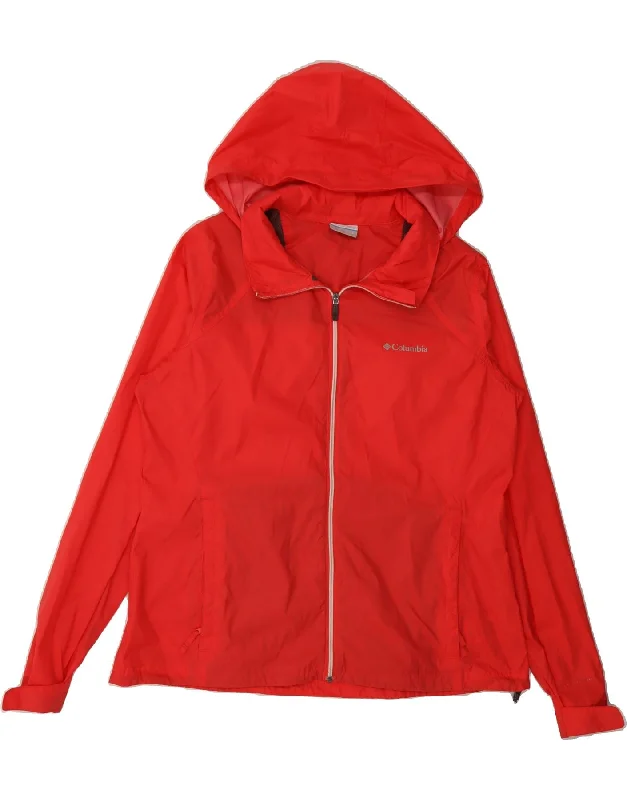 Women's Blazer CoatsCOLUMBIA Womens Hooded Rain Jacket UK 16 Large Red Polyester