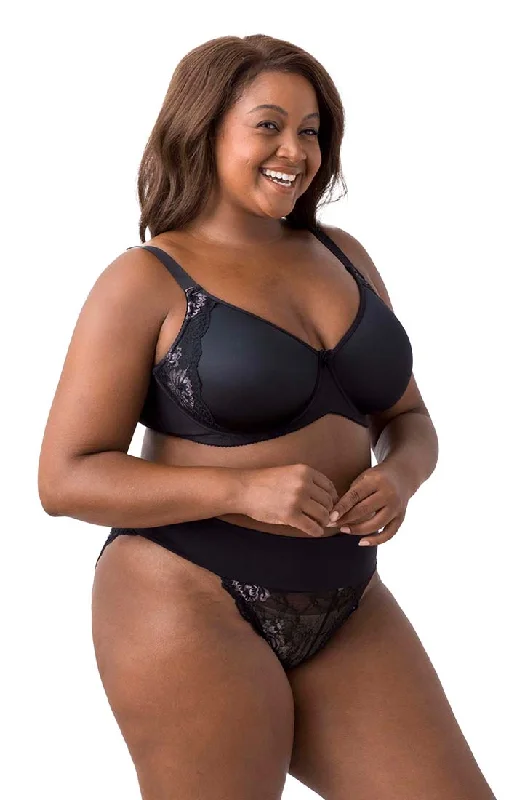 plus-size underwire demi-cups with lace trimFancy Smooth Curves Underwire Bra 2911 Black