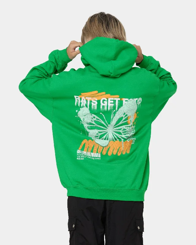 Women's Hooded CardiganRats Get Fat Spray Butterfly Hoodie Green