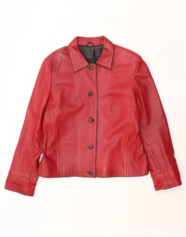 Women's Rain CoatsVINTAGE Womens Leather Jacket UK 14 Medium Red