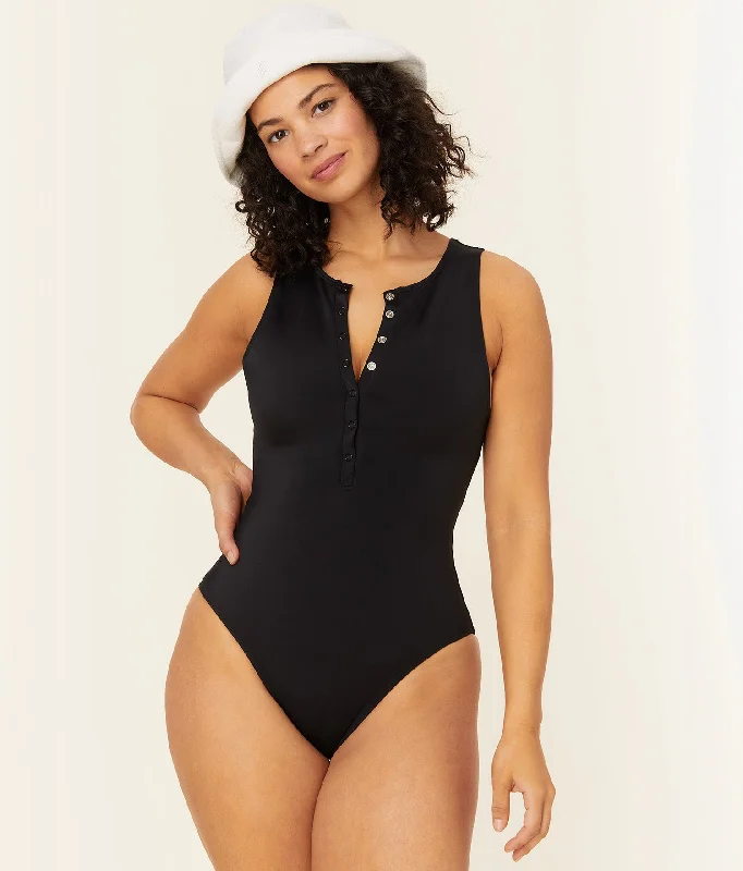 The Malibu One Piece - Eco Nylon - Black - Classic - Cheeky