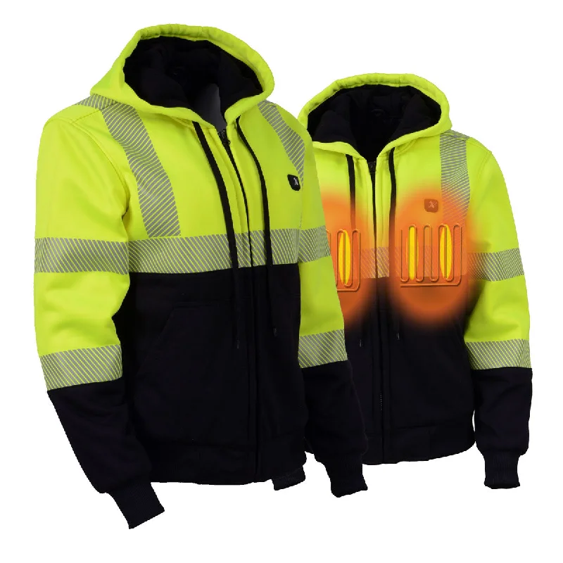 Women's Hooded Sweatshirts with Mesh LiningNexgen Heat MPL2773SET Women's Heated Hoodie High-Viz Reflective - Zipper Front Sweatshirt Jacket w/ Battery Pack