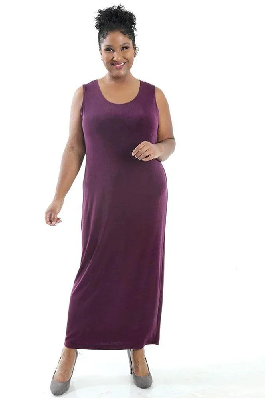 Women's Jodhpurs with Boat CollarVikki Vi Classic Boysenberry Maxi Tank Dress