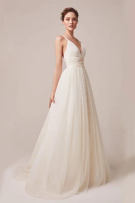 Women's Narrow-Neck DressesSweet Love Ivory Tulle Maxi Dress