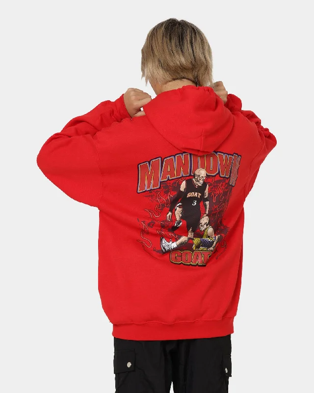 Women's Hooded Sweatshirts with ButtonsGoat Crew Man Down Hoodie Red