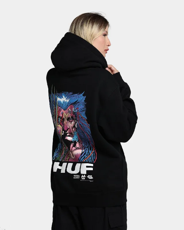 Women's Hooded Sweatshirts with Snap ButtonsHUF X Marvel Weapon X Hoodie Black