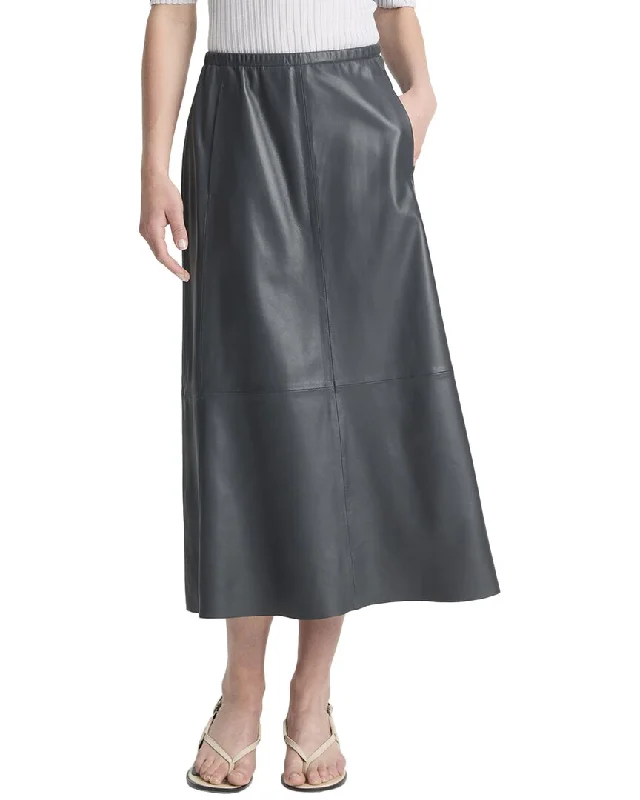 Women's Shawl Collar SkirtsVince Mid-Rise Leather Gathered Skirt