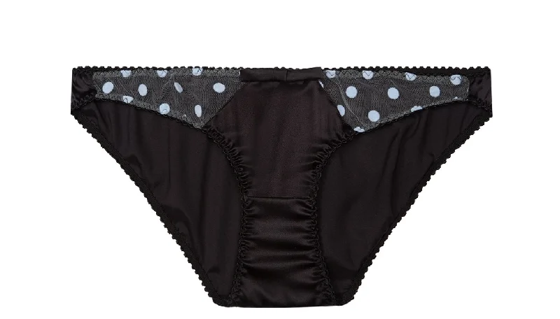 eco-friendly organic cotton pantiesBlack Stretch-Silk with Blue Polka Dot Tulle Briefs