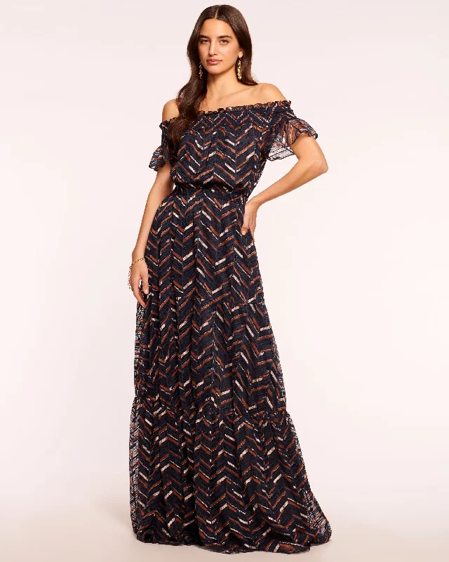 Women's Peter Pan Collar DressesCharity Off-The-Shoulder Maxi Dress