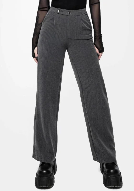 Women's Jodhpurs with Belt LoopsMoonage Herringbone Tailored Trousers - Grey