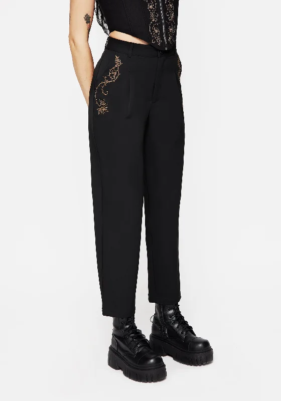 Women's Jodhpurs with High CollarVanitas Thorn Embroidered Tapered Trousers