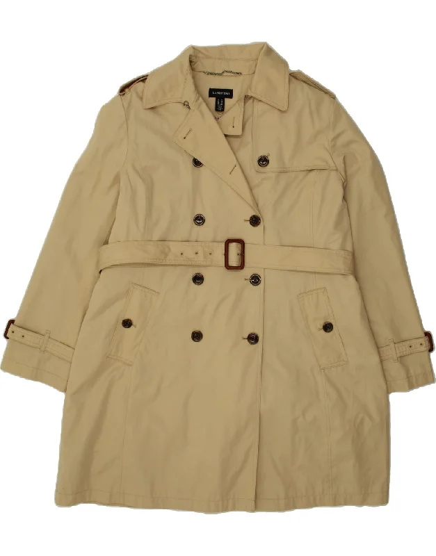 Women's Coats with Fur Trimmed ZipperLANDS END Womens Trench Coat UK 18 XL Beige Cotton