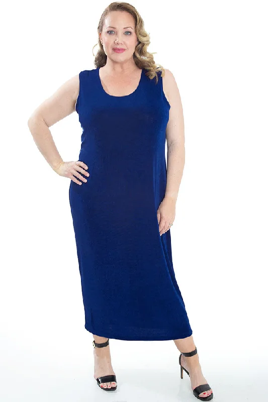 Women's Jodhpurs with Capri LengthVikki Vi Classic Royal Blue Maxi Tank Dress