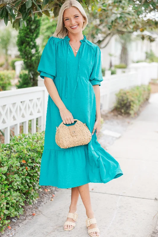 Women's Sweetheart-Back DressesFirst And Foremost Jade Green Midi Dress