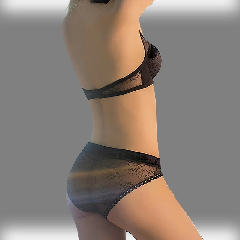 lingerie sets with matching robesPanty in Black tulle