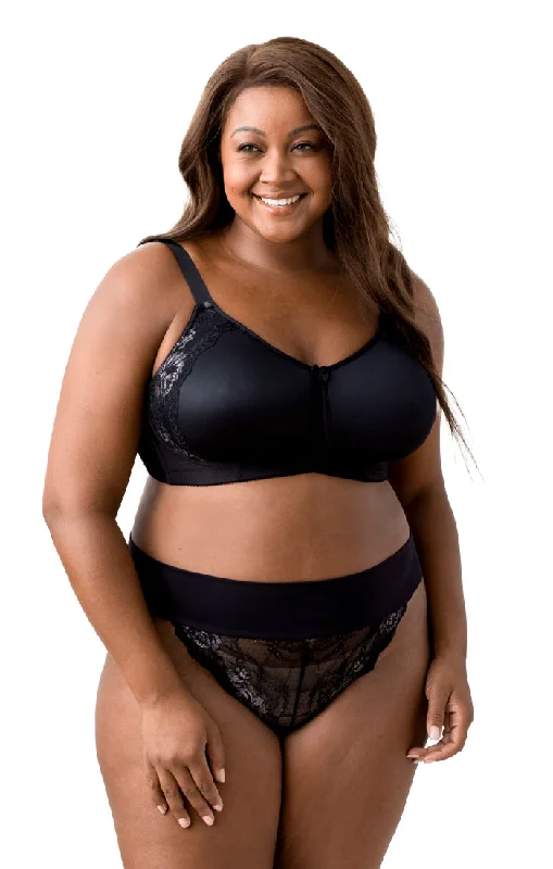 floral lace lingerie with matching pantiesFancy Smooth Curves Softcup Bra 1903 Black