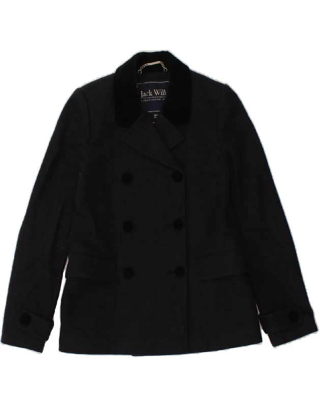 Women's Coats with Fur Trimmed PocketsJACK WILLS Womens Double Breasted Blazer Jacket UK 8 Small Navy Blue