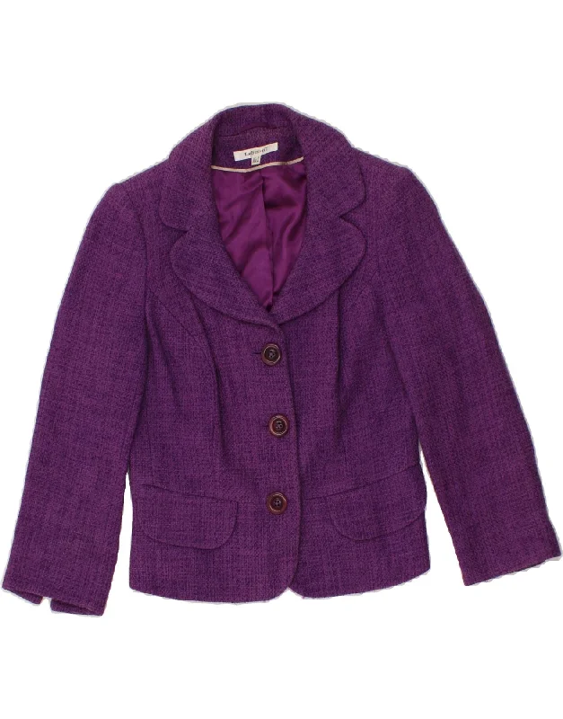 Women's PeacoatsL.K. BENNETT Womens 3 Button Blazer Jacket UK 12 Medium Purple Cotton