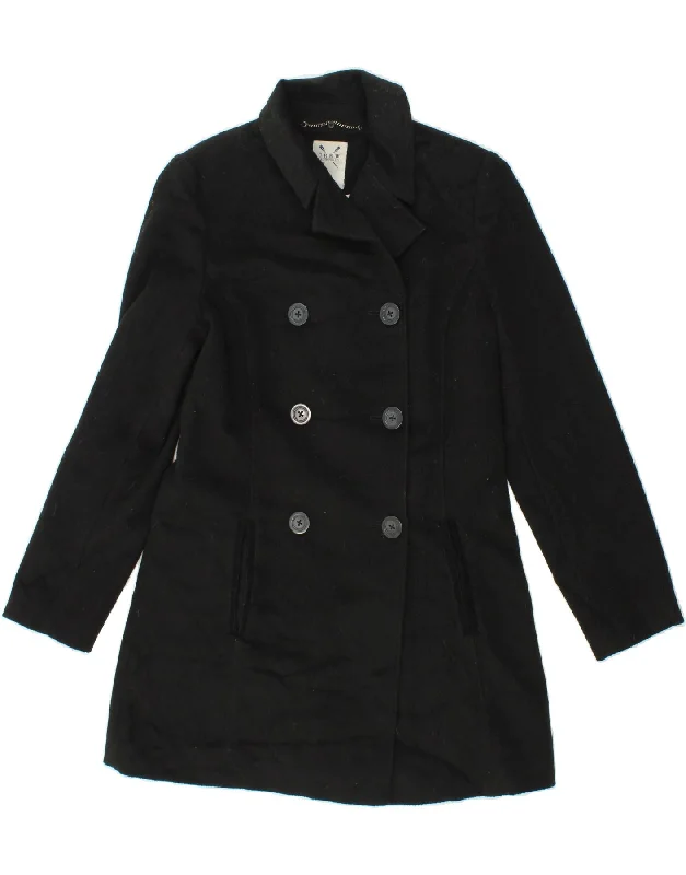 Women's Button-Up CoatsCREW CLOTHING Womens Pea Coat UK 12 Medium Black Wool