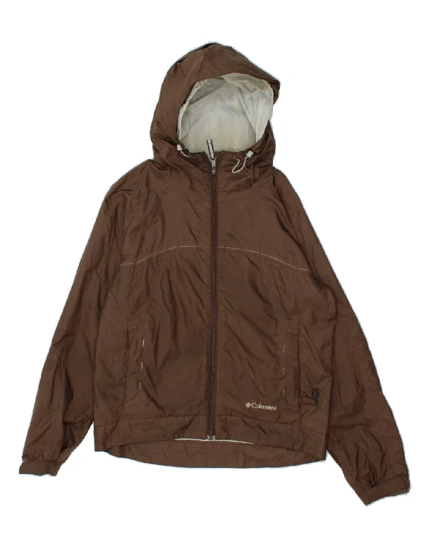 Women's Puffer CoatsCOLUMBIA Womens Hooded Rain Jacket UK 14 Medium Brown Nylon