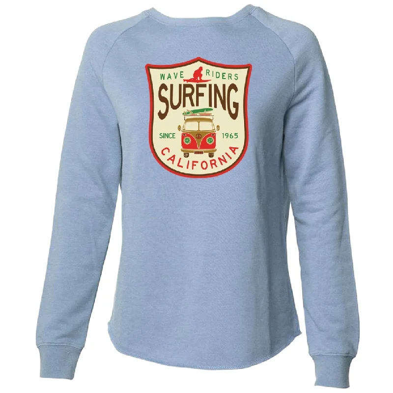 Women's Hooded Sweatshirts with Floral LiningCalifornia Surfing Van Super Soft Crewneck Sweater