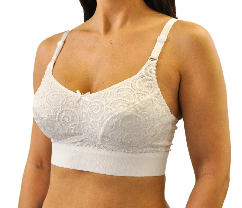 plus-size wireless mastectomy brasNearly Me White Soft Lace Full Coverage Post Mastectomy Lumpectomy Pocket Bra Anna #5628