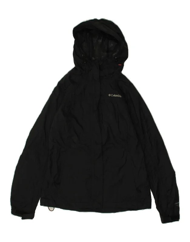 Women's Coats with ButtonsCOLUMBIA Womens Hooded Rain Jacket UK 10 Small Black Nylon